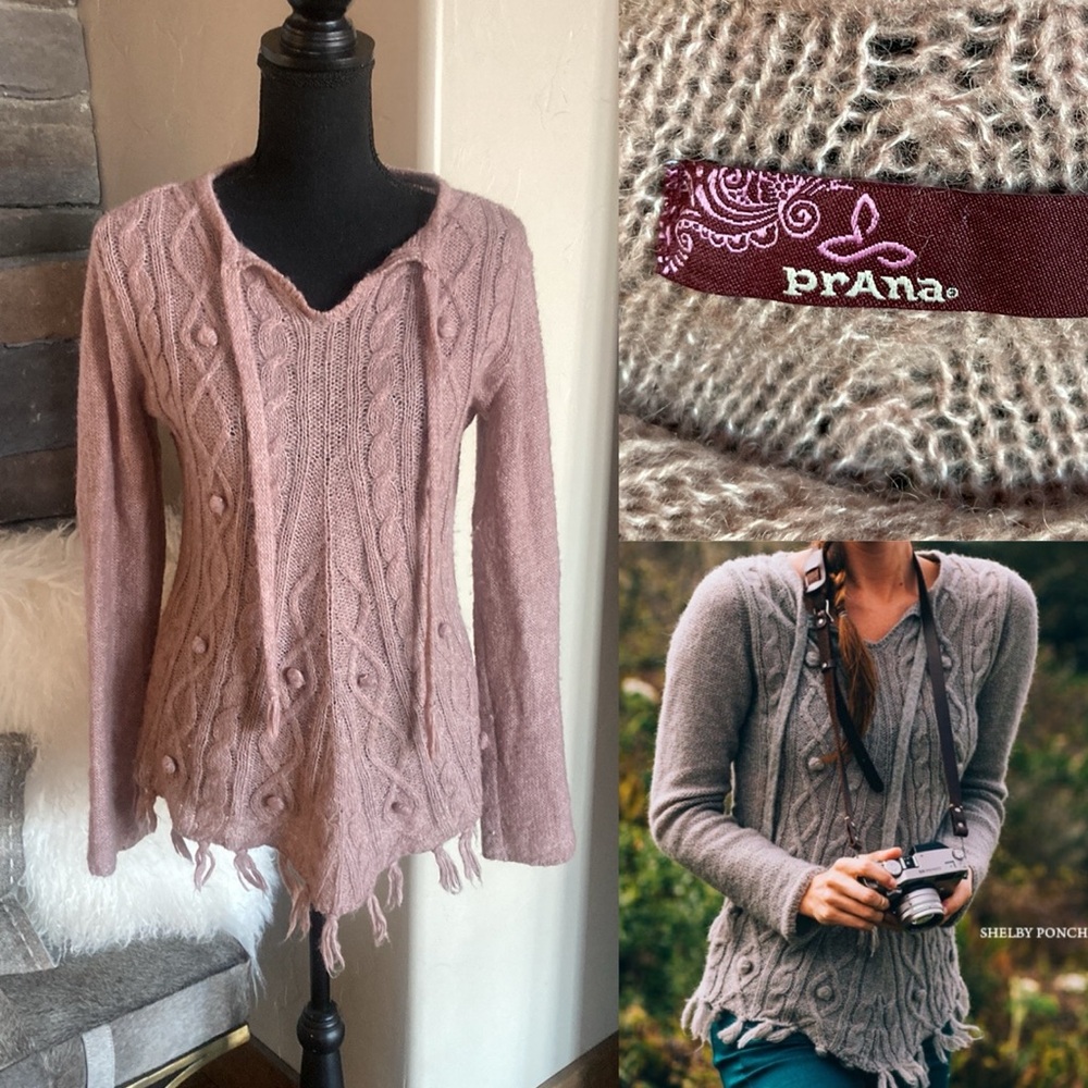 Prana Shelby Lightweight Poncho Wool Blend Sweater